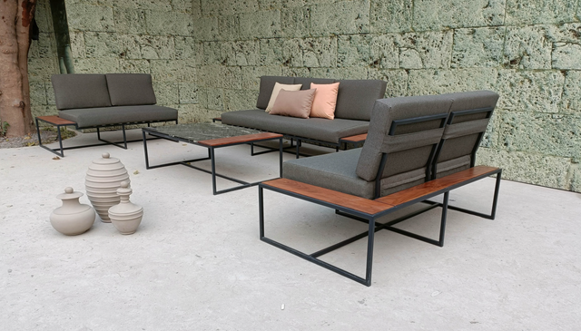 Square Terra Metal and Wood Outdoor Collection